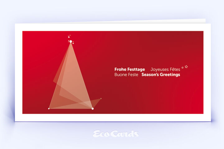 Weihnachtskarte Nr. 2488 rot mit Design aus mehreren dreieckigen Flächen