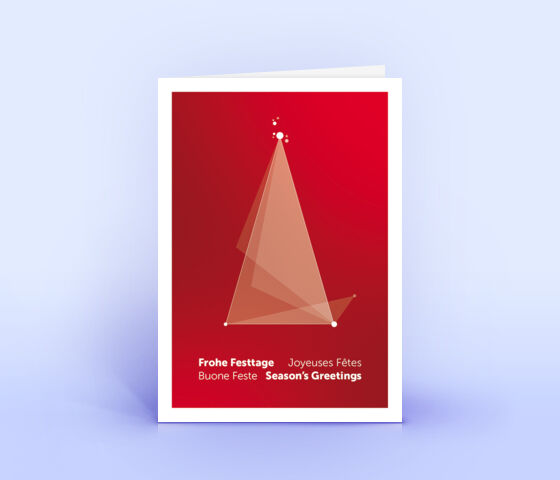 Rote Weihnachtskarte mit abstraktem Weihnachtsbaum 2489