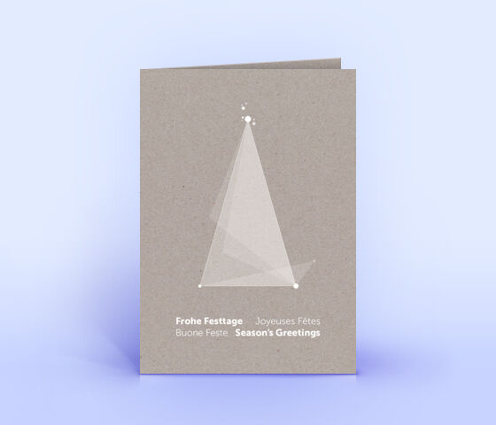Geschäftliche Weihnchtskarte mit abstraktem Weihnachtsbaum auf grauem Recyclingpapier 2499