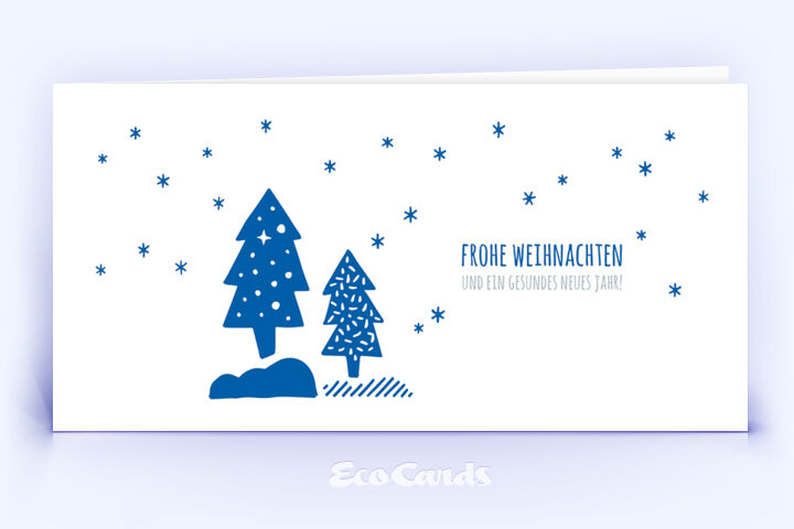 Weihnachtskarte Nr. 2520 dunkelblau mit Weihnachtsbäumen