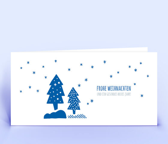 Weihnachtskarte Nr. 2520 dunkelblau mit Weihnachtsbäumen