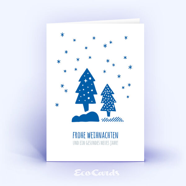 Weihnachtskarte Nr. 2521 dunkelblau mit Weihnachtsbäumen