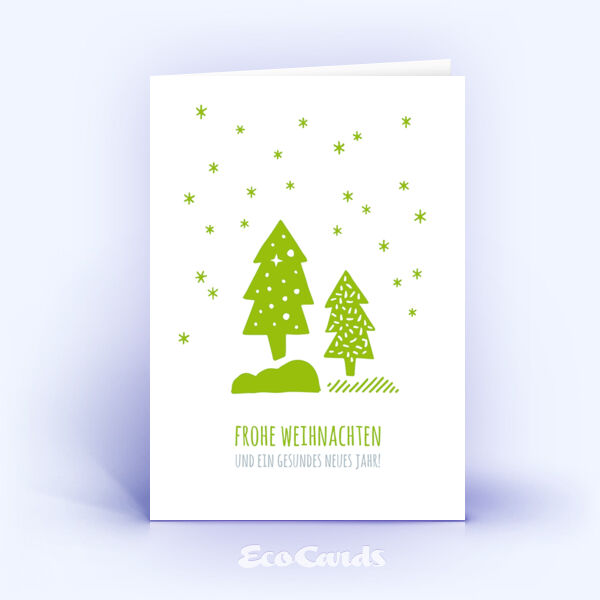 Weihnachtskarte Nr. 2523 gruen mit Weihnachtsbäumen