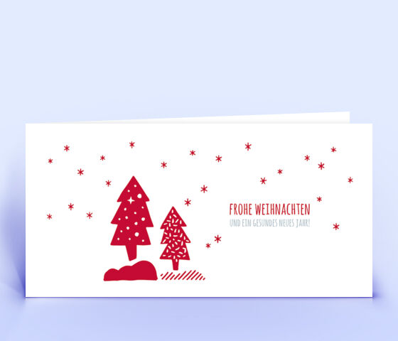 Weihnachtskarte Nr. 2528 rot mit Weihnachtsbäumen