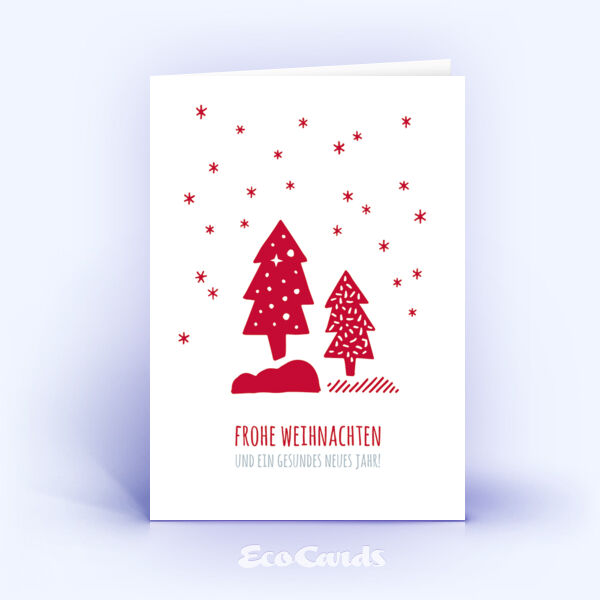 Weihnachtskarte Nr. 2529 rot mit mehreren Weihnachtsbäumen
