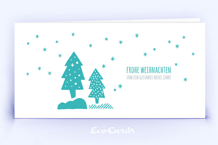 Weihnachtskarte Nr. 2530 tuerkis mit Weihnachtsbäumen