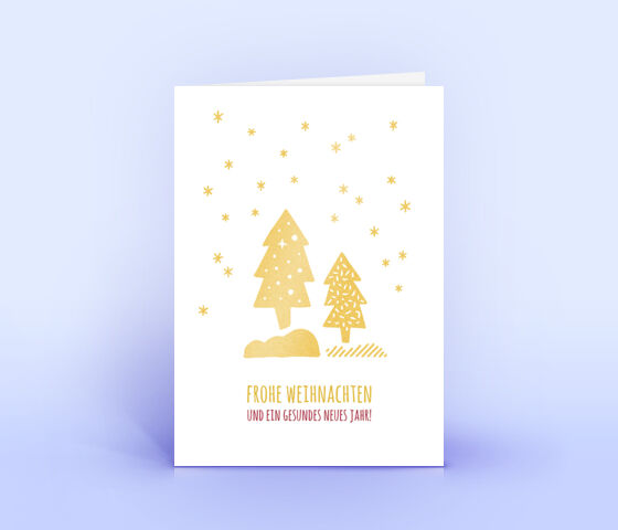 Schöne Weihnachtskarte mit Design "Sternenhimmel" mit Sonderfarbe GOLD veredelt 2533