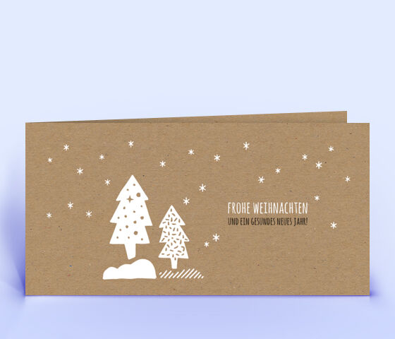 Weihnachtskarte Motiv "Sternenhimmel" auf braunem Recyclingkarton mit Sonderfarbe Weiss veredelt 2534