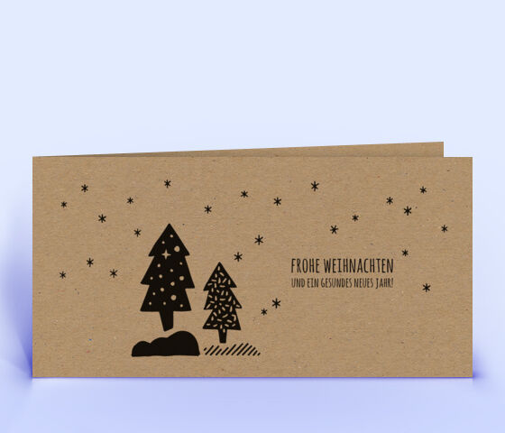 Weihnachtskarte Motiv "Sternenhimmel" auf braunem Recyclingkarton 2536