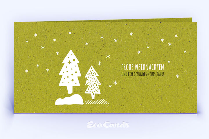 Weihnachtskarte Nr. 2538 gruen mit verschiedenen Weihnachtsbäumen