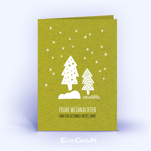 Weihnachtskarte Nr. 2539 gruen mit mehreren Weihnachtsbäumen