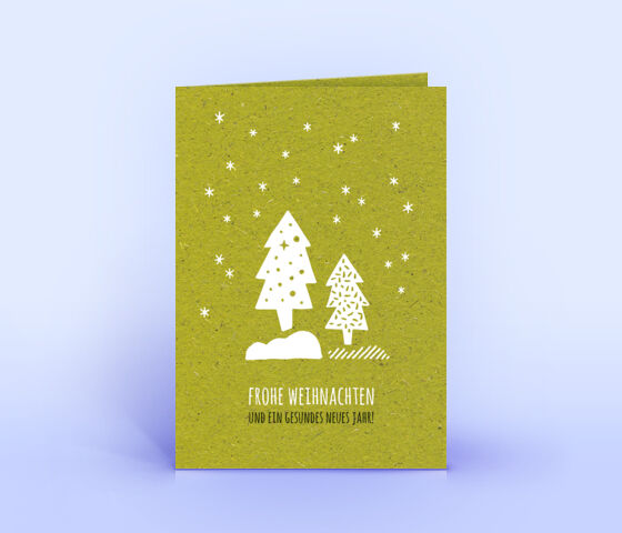 Weihnachtskarte Nr. 2539 gruen mit mehreren Weihnachtsbäumen