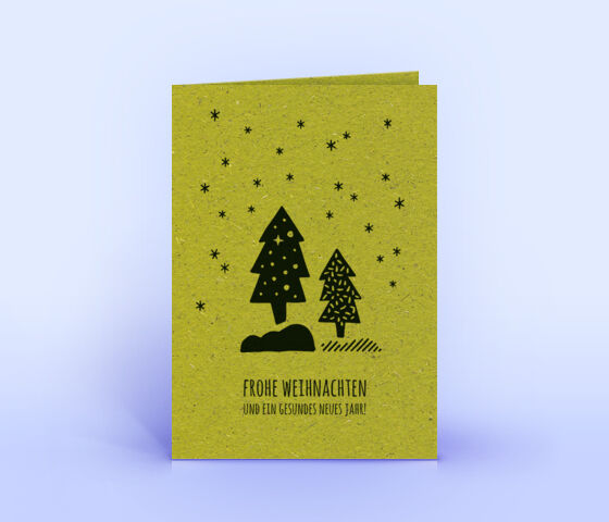 Weihnachtskarte Nr. 2541 gruen mit Weihnachtsbäumen