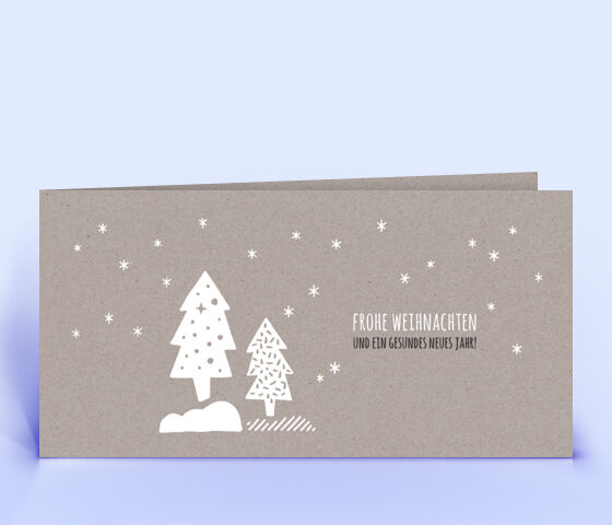 Weihnachtskarte Nr. 2542 grau mit verschiedenen Weihnachtsbäumen