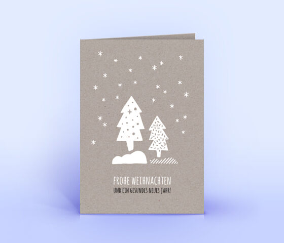 Weihnachtskarte Motiv "Sternenhimmel" auf grauem Recyclingkarton mit Sonderfarbe Weiss veredelt 2543