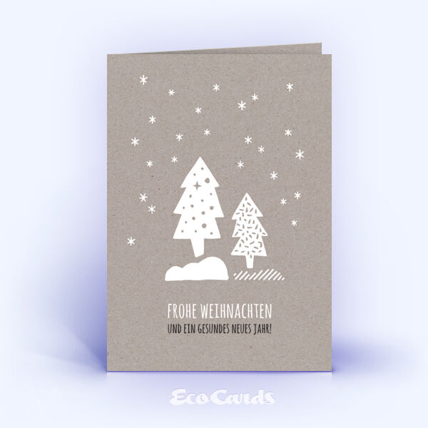 Weihnachtskarte Nr. 2543 grau mit mehreren Weihnachtsbäumen