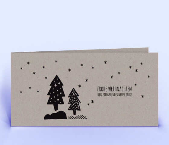 Weihnachtskarte Nr. 2544 grau mit verschiedenen Weihnachtsbäumen
