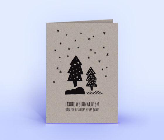 Weihnachtskarte Nr. 2545 grau mit mehreren Weihnachtsbäumen
