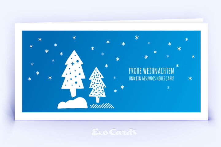 Weihnachtskarte Nr. 2546 dunkelblau mit verschiedenen Weihnachtsbäumen
