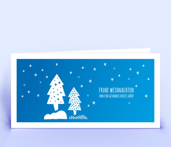 Weihnachtskarte Nr. 2546 dunkelblau mit verschiedenen Weihnachtsbäumen