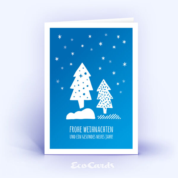 Weihnachtskarte Nr. 2547 blau mit Weihnachtsbäumen