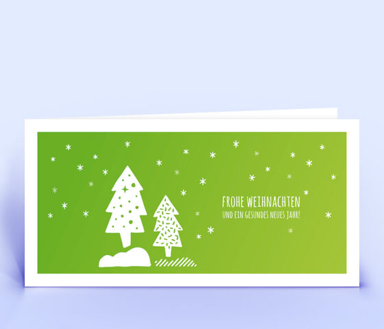 Weihnachtskarte Nr. 2548 gruen mit Weihnachtsbäumen