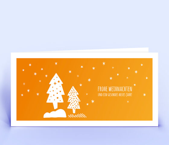 Weihnachtskarte Motiv "Sternenhimmel" vor orangenem Hintergrund 2550