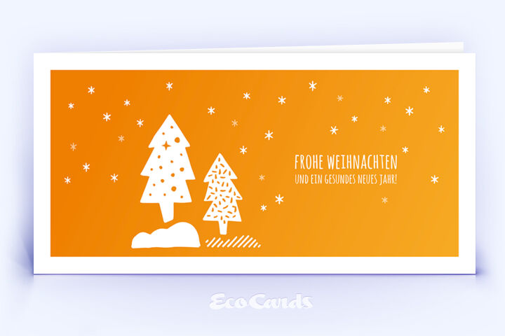 Weihnachtskarte Nr. 2550 orange mit mehreren Weihnachtsbäumen
