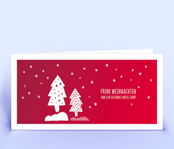 Weihnachtskarte Nr. 2552 rot mit mehreren Weihnachtsbäumen