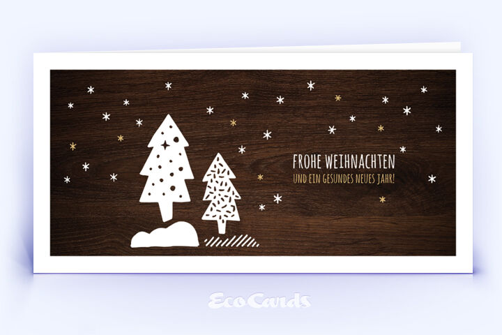 Weihnachtskarte Nr. 2554 braun mit aufgedruckter Holzmaserung