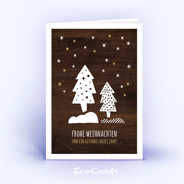 Weihnachtskarte Nr. 2555 braun mit einer aufgedruckten Holzmaserung