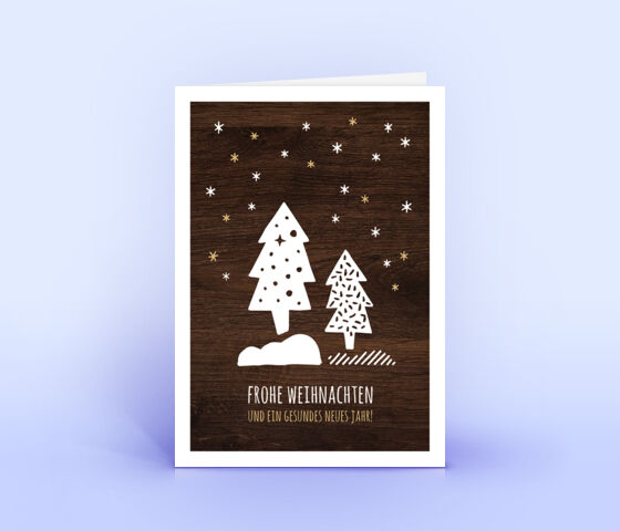 Weihnachtskarte Nr. 2555 braun mit einer aufgedruckten Holzmaserung
