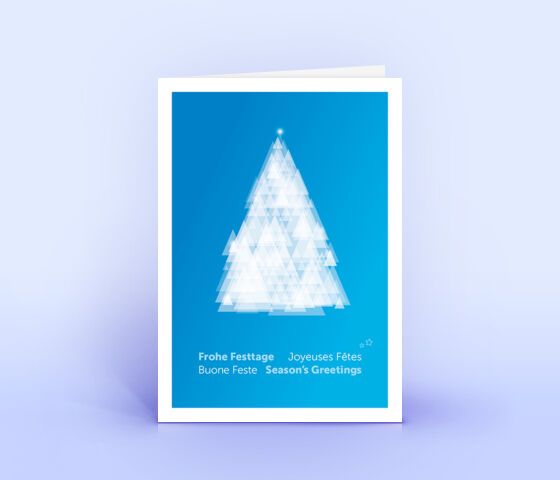 Edle Weihnachtskarte blau mit stilisiertem Weihnachtsbaum 2581