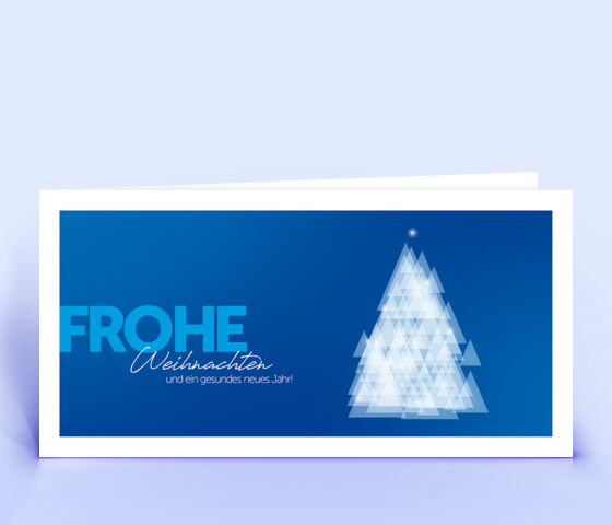 Edle dunkelblaue Weihnachtskarte mit stilisiertem Weihnachtsbaum 2582