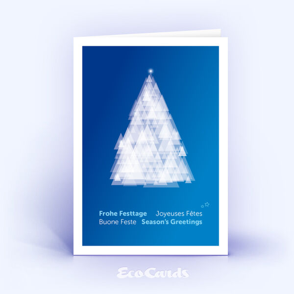 Weihnachtskarte Nr. 2583 dunkelblau mit verschiedenen sich überlagernden dreieckigen Flächen