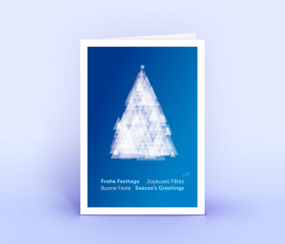 Weihnachtskarte Nr. 2583 dunkelblau mit verschiedenen sich überlagernden dreieckigen Flächen