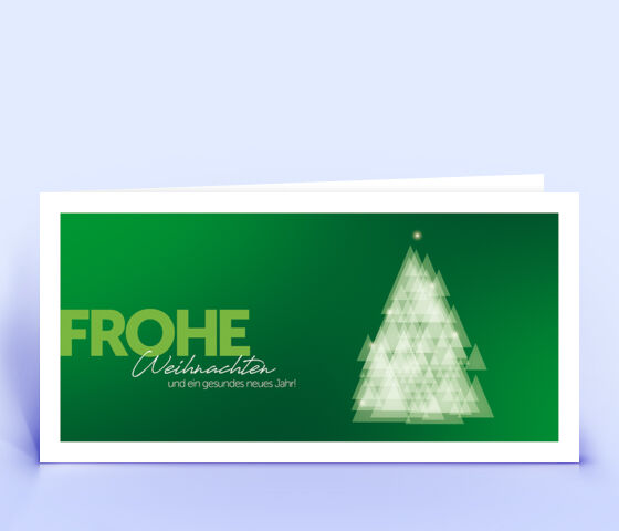 Ausgefallene dunkelgrüne Weihnachtskarte mit stilisiertem Weihnachtsbaum 2584