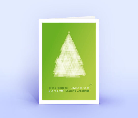 Weihnachtskarte Nr. 2585 gruen mit Design aus mehreren dreieckigen Flächen