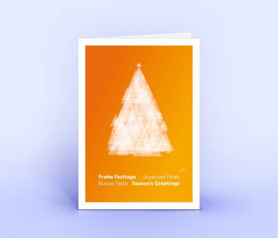 Ausgefallene Weihnachtskarte orange mit stilisiertem Weihnachtsbaum 2587