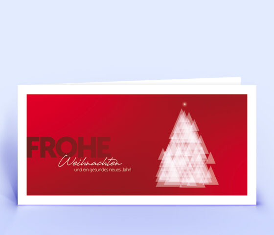 Edle rote Weihnachtskarte mit stilisiertem Weihnachtsbaum 2588