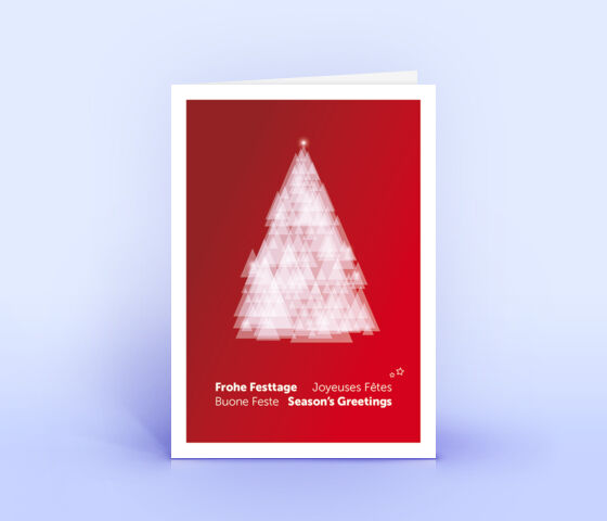 Edle Weihnachtskarte rot mit stilisiertem Weihnachtsbaum 2589