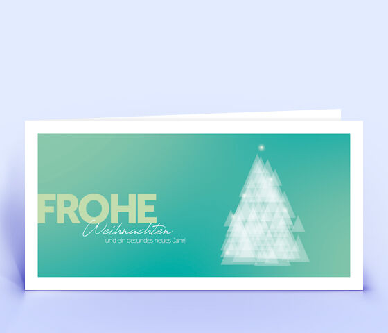 Weihnachtskarte Nr. 2590 tuerkis mit Design aus Dreiecken