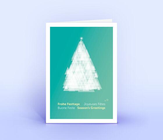 Ausgefallene Weihnachtskarte türkis mit stilisiertem Weihnachtsbaum 2591