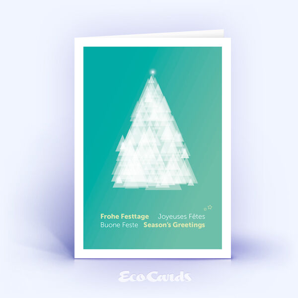 Weihnachtskarte Nr. 2591 tuerkis mit sich überlagernden dreieckigen Flächen