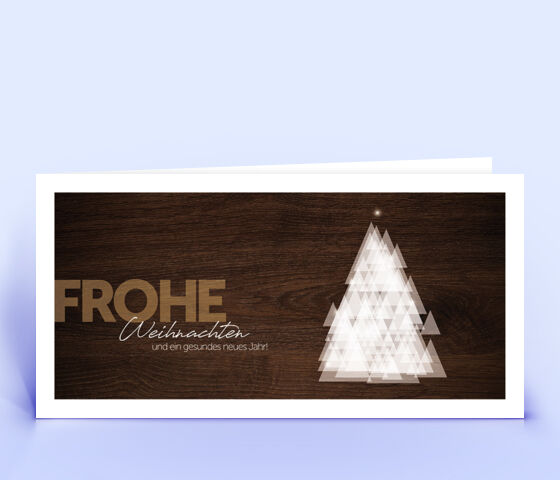 Ausgefallene Weihnachtskarte mit Holz-Design und stilisiertem Weihnachtsbaum 2592