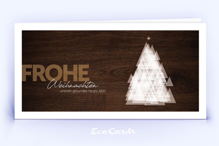 Weihnachtskarte Nr. 2592 braun mit einer aufgedruckten Holzmaserung