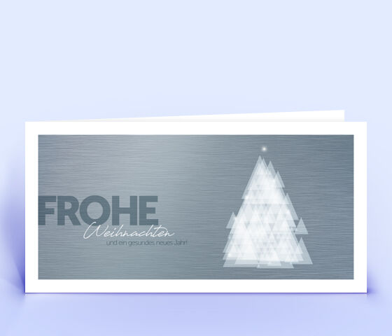 Ausgefallene Weihnachtskarte Metall-Design mit stilisiertem Weihnachtsbaum 2594