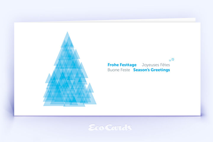 Weihnachtskarte Nr. 2596 hellblau mit Design aus mehreren dreieckigen Flächen
