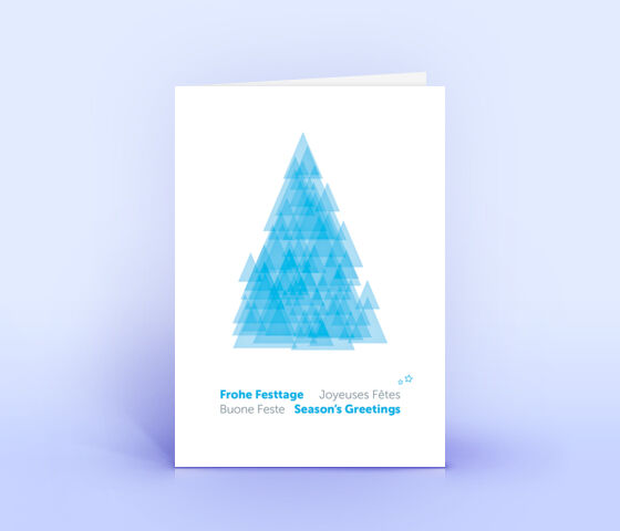 Weihnachtskarte Nr. 2597 hellblau mit verschiedenen sich überlagernden dreieckigen Flächen