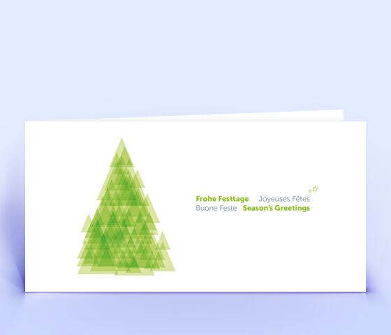 Ausgefallene Weihnachtskarte mit stilisiertem Weihnachtsbaum in grün 2598